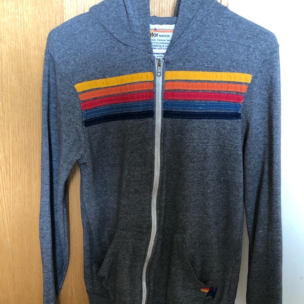 Aviator Nation 5 stripe zip up hoodie size small